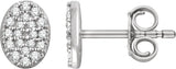 14K Gold Round Natural Diamond Cluster Earrings III - White Gold