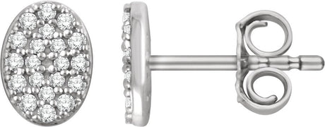 14K Gold Round Natural Diamond Cluster Earrings III - White Gold