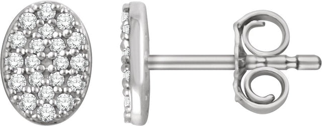 14K Gold Round Natural Diamond Cluster Earrings III - White Gold
