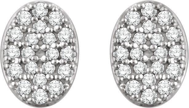 14K Gold Round Natural Diamond Cluster Earrings III - White Gold - view 2