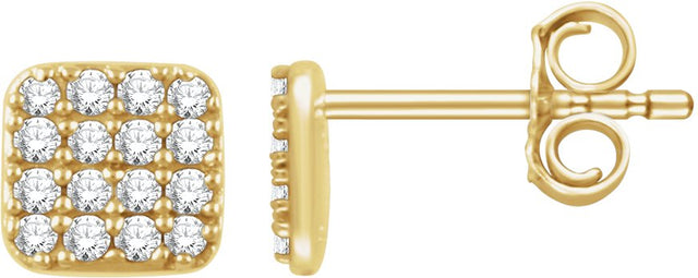 14K Gold Round Natural Diamond Cluster Earrings IV - Yellow Gold