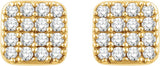 14K Gold Round Natural Diamond Cluster Earrings IV - Yellow Gold - view 2
