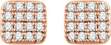 14K Gold Round Natural Diamond Cluster Earrings IV - Rose Gold - view 2