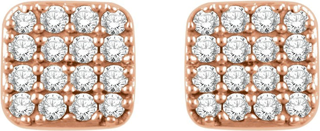 14K Gold Round Natural Diamond Cluster Earrings IV - Rose Gold - view 2