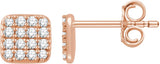 14K Gold Round Natural Diamond Cluster Earrings IV - Rose Gold