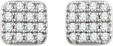 14K Gold Round Natural Diamond Cluster Earrings IV - White Gold - view 2
