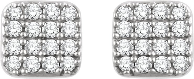 14K Gold Round Natural Diamond Cluster Earrings IV - White Gold - view 2
