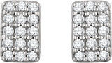 14K Gold Round Natural Diamond Cluster Earrings V - White Gold - view 2