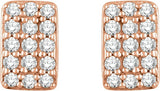 14K Gold Round Natural Diamond Cluster Earrings V - Rose Gold - view 2