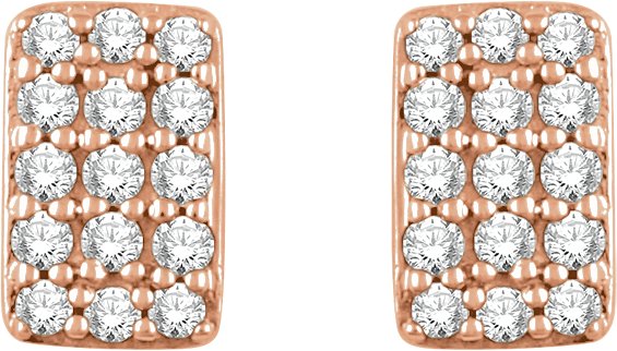 14K Gold Round Natural Diamond Cluster Earrings V - Rose Gold - view 2