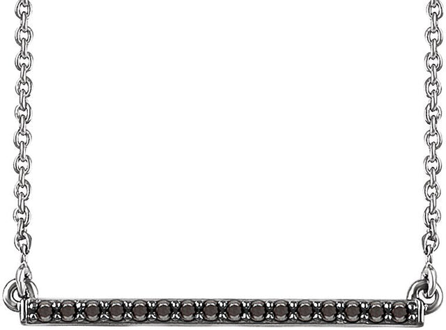 14K Gold Round Natural Black Diamond Bar Necklace