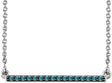 14K Gold Round Natural Blue Diamond Bar Necklace