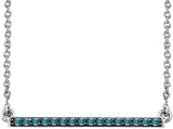 14K Gold Round Natural Blue Diamond Bar Necklace
