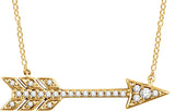 14K Gold Round Natural Diamond Arrow Necklace - Yellow Gold