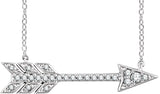 14K Gold Round Natural Diamond Arrow Necklace - White Gold