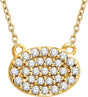 14K Gold Round Natural Diamond Cluster Necklace – 1/5 CTW - Yellow Gold
