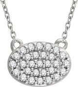 14K Gold Round Natural Diamond Cluster Necklace – 1/5 CTW - White Gold