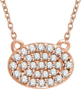 14K Gold Round Natural Diamond Cluster Necklace – 1/5 CTW - Rose Gold