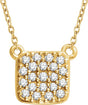 14K Gold Round Natural Diamond Cluster Necklace – 1/6 CTW - Yellow Gold