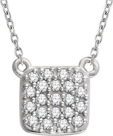 14K Gold Round Natural Diamond Cluster Necklace – 1/6 CTW - White Gold