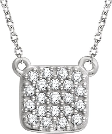 14K Gold Round Natural Diamond Cluster Necklace – 1/6 CTW - White Gold