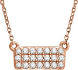 14K Gold Round Natural Diamond Cluster Necklace II - Rose Gold