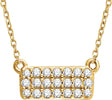 14K Gold Round Natural Diamond Cluster Necklace II - Yellow Gold