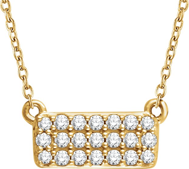 14K Gold Round Natural Diamond Cluster Necklace II - Yellow Gold
