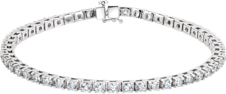 Platinum Round Natural Diamond Line Bracelet