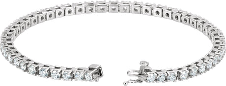 Platinum Round Natural Diamond Line Bracelet - view 2