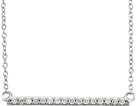 14K Gold Round Lab-Grown Diamond Bar Necklace - White Gold