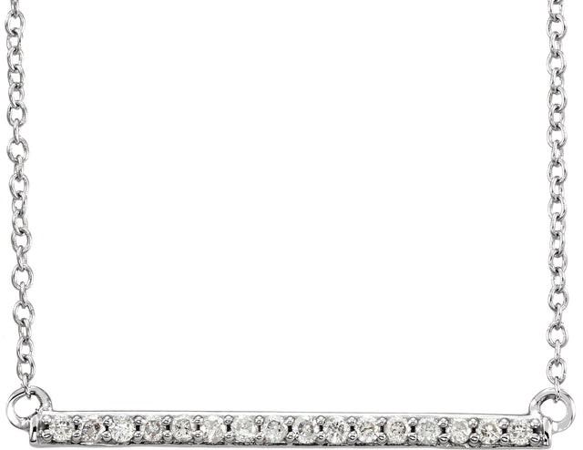 14K Gold Round Lab-Grown Diamond Bar Necklace - White Gold