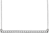 14K Gold Round Natural Diamond Accented Bar Necklace - White Gold