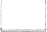 14K Gold Round Natural Diamond Accented Bar Necklace - White Gold