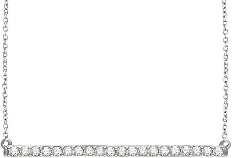 14K Gold Round Lab-Grown Diamond Accented Bar Necklace - White Gold