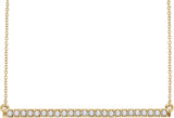 14K Gold Round Natural Diamond Accented Bar Necklace - Yellow Gold