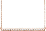 14K Gold Round Natural Diamond Accented Bar Necklace - Rose Gold