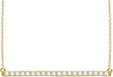 14K Gold Round Lab-Grown Diamond Accented Bar Necklace - Yellow Gold
