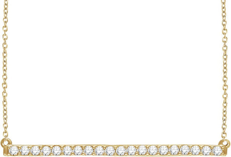 14K Gold Round Lab-Grown Diamond Accented Bar Necklace - Yellow Gold