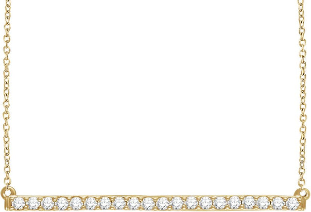 14K Gold Round Lab-Grown Diamond Accented Bar Necklace - Yellow Gold