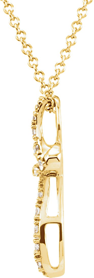 14K Gold Round Natural Diamond Cross Necklace - Yellow Gold - view 2