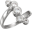 14K Gold Round Natural Diamond Bezel-Set Right Hand Ring - White Gold