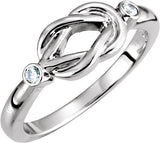 14K Gold Round Natural Diamond Accented Knot Ring – 2mm Stones - White Gold - view 4