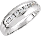 14K Gold Round Natural Diamond Seven-Stone Ring - White Gold
