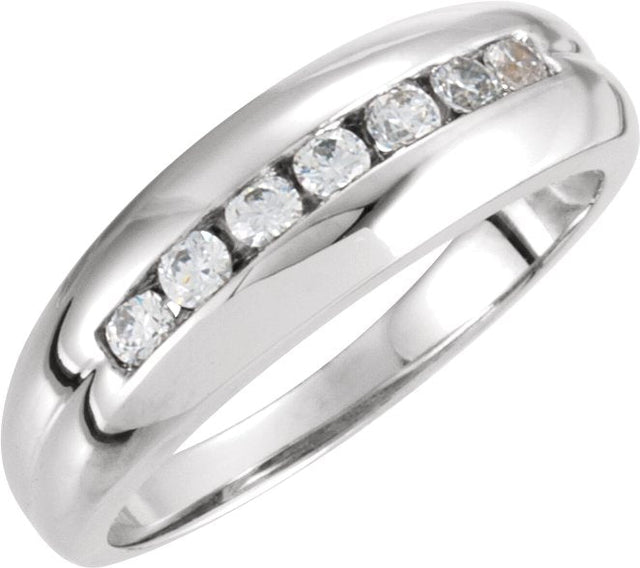 14K Gold Round Natural Diamond Seven-Stone Ring - White Gold