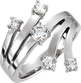 14K Gold Round Natural Diamond Accented Right Hand Ring – 3mm Stones