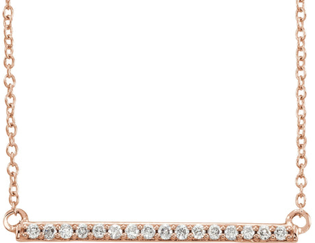 14K Gold Round Lab-Grown Diamond Bar Necklace - Rose Gold