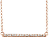 14K Gold Round Natural Diamond Bar Necklace – up to 1/3 CTW - Rose Gold