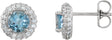 14K Gold Natural Aquamarine Round 4-Prong Halo-Style Earrings – 5mm Stones