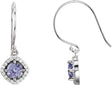 14K Gold Round Natural Tanzanite Halo-Style Earrings